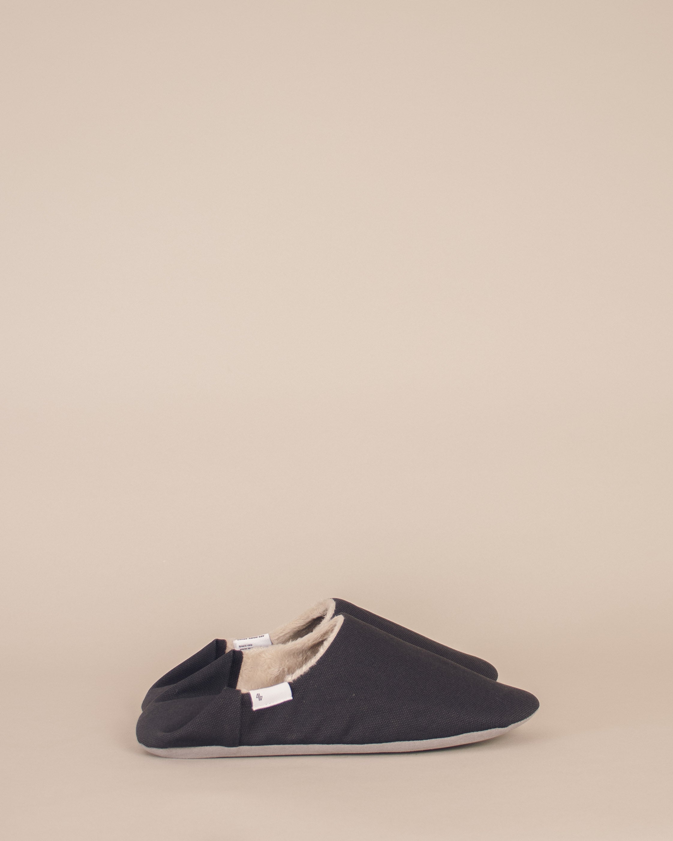 ABE Wool-Lined Canvas Home Shoes in Deep Grey - GOOD FRIEND