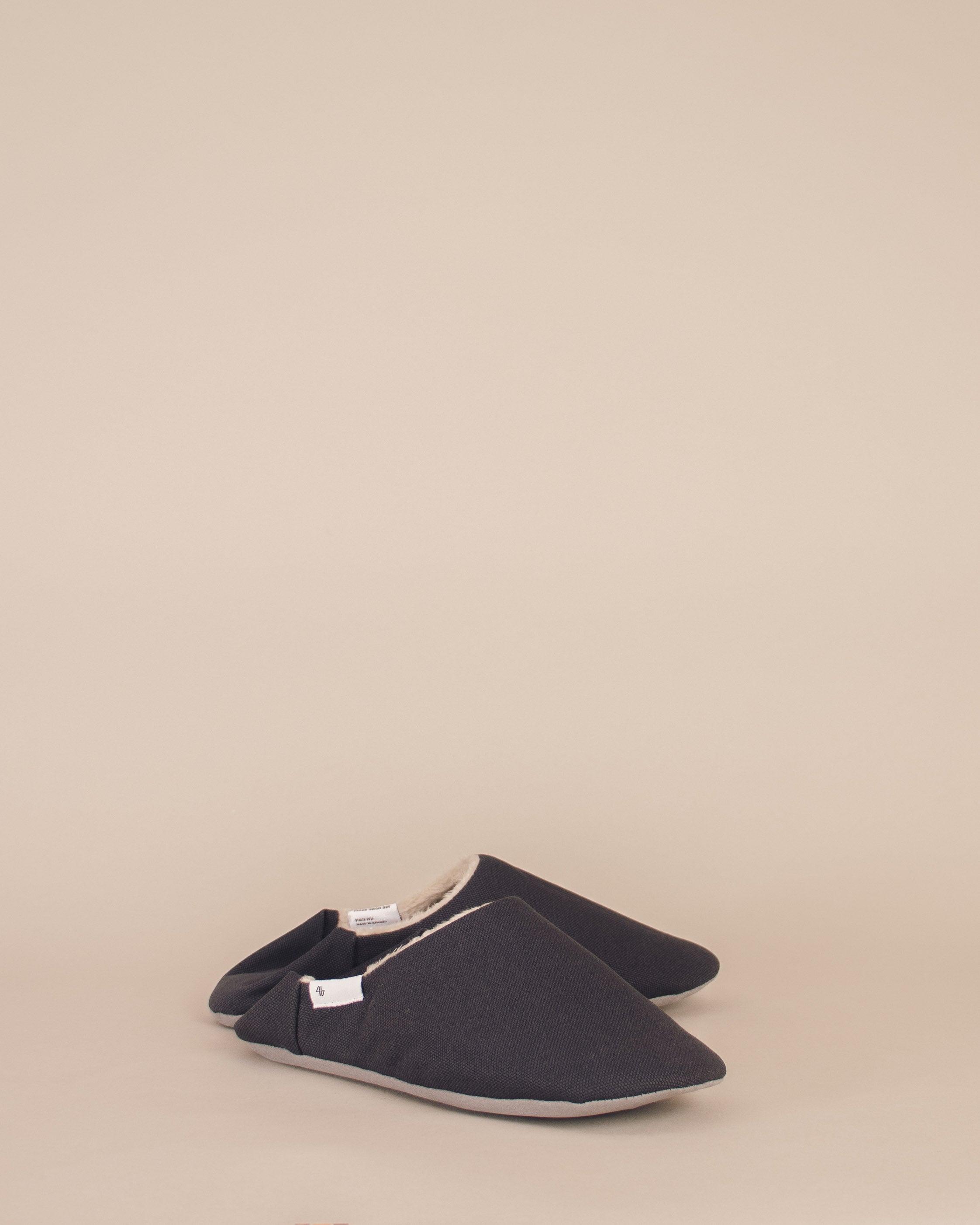 ABE Wool-Lined Canvas Home Shoes in Deep Grey - GOOD FRIEND