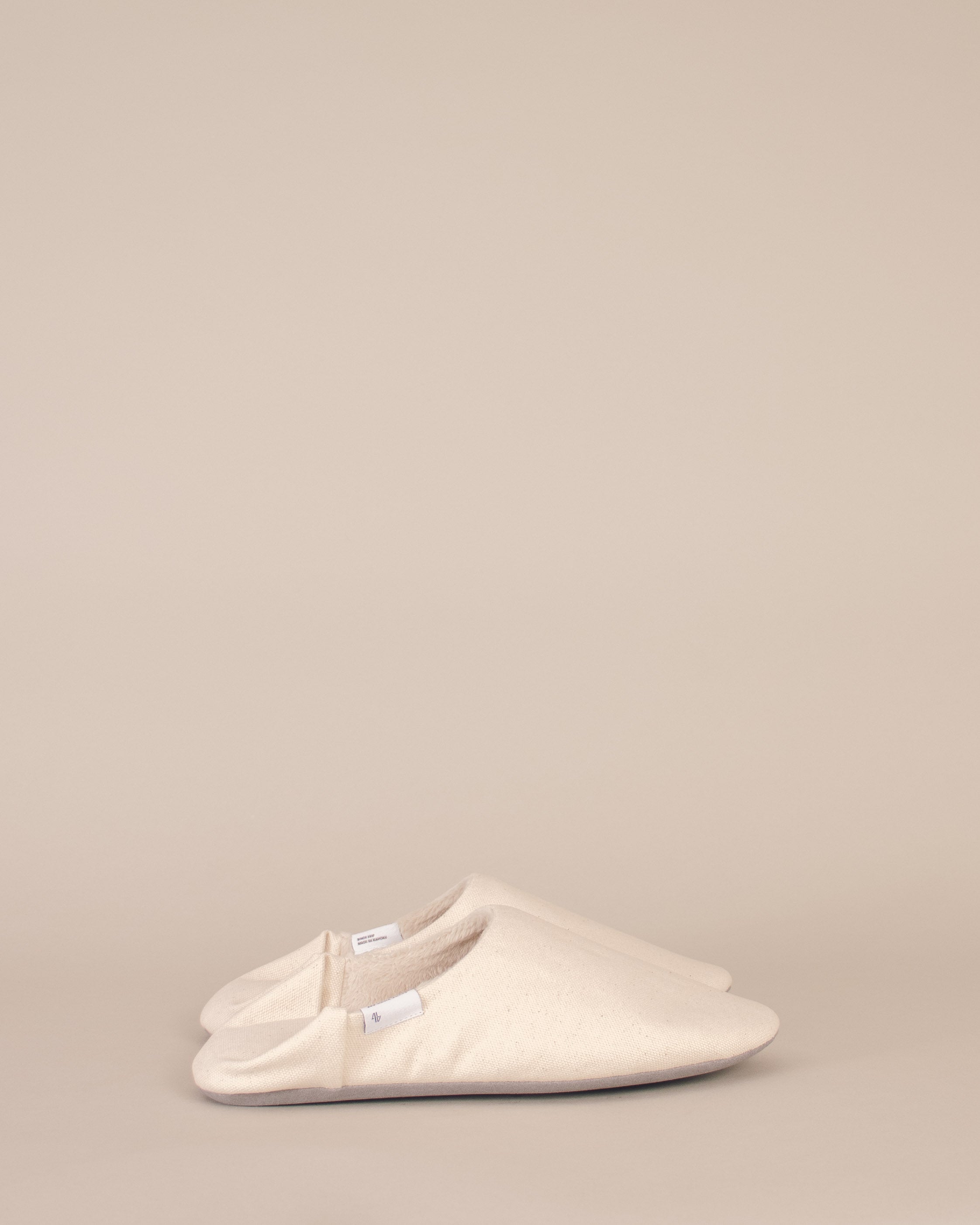 ABE Wool-Lined Canvas Home Shoes in Natural - GOOD FRIEND