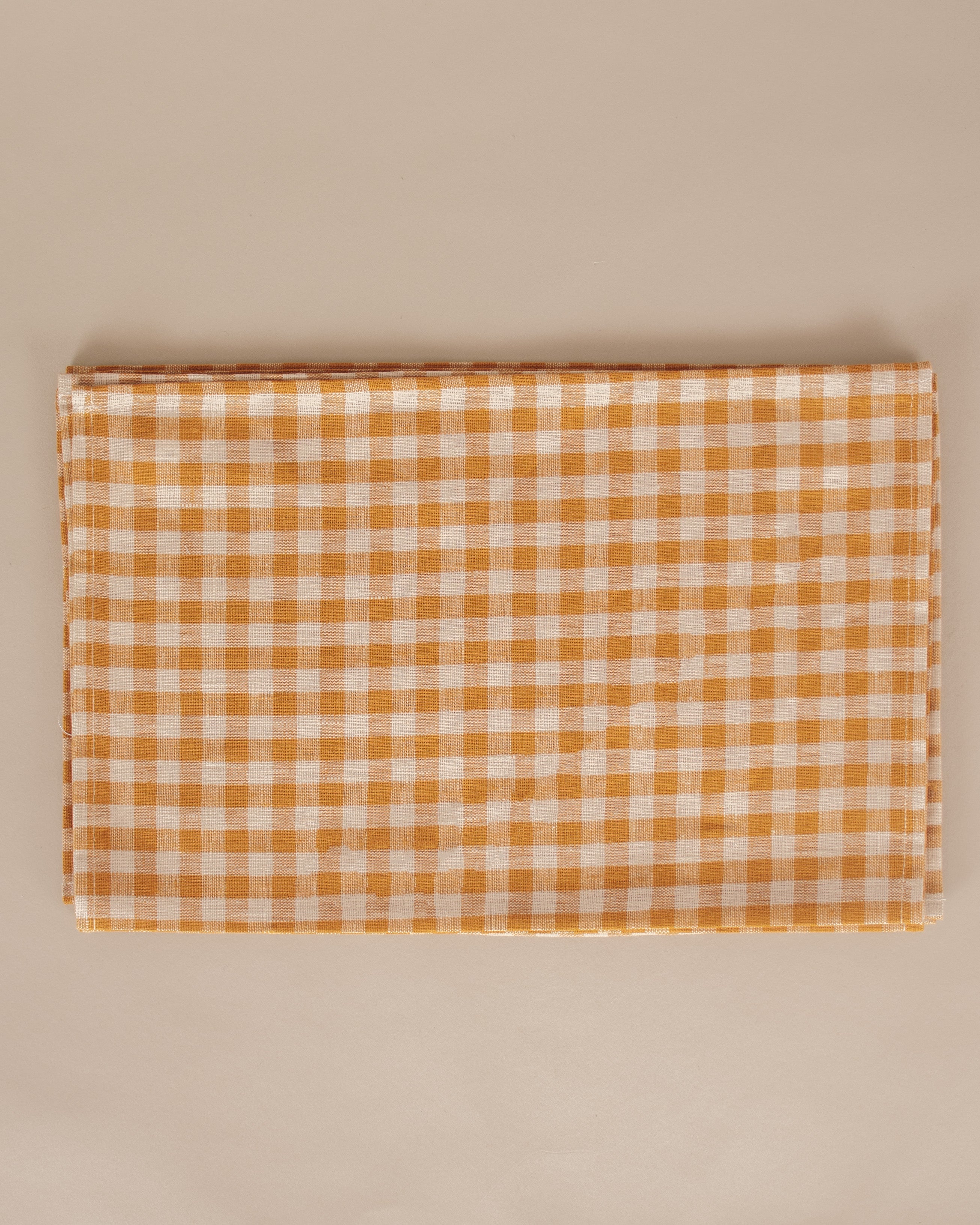 Linen Placemats in Ochre Check, Set of 4 - GOOD FRIEND