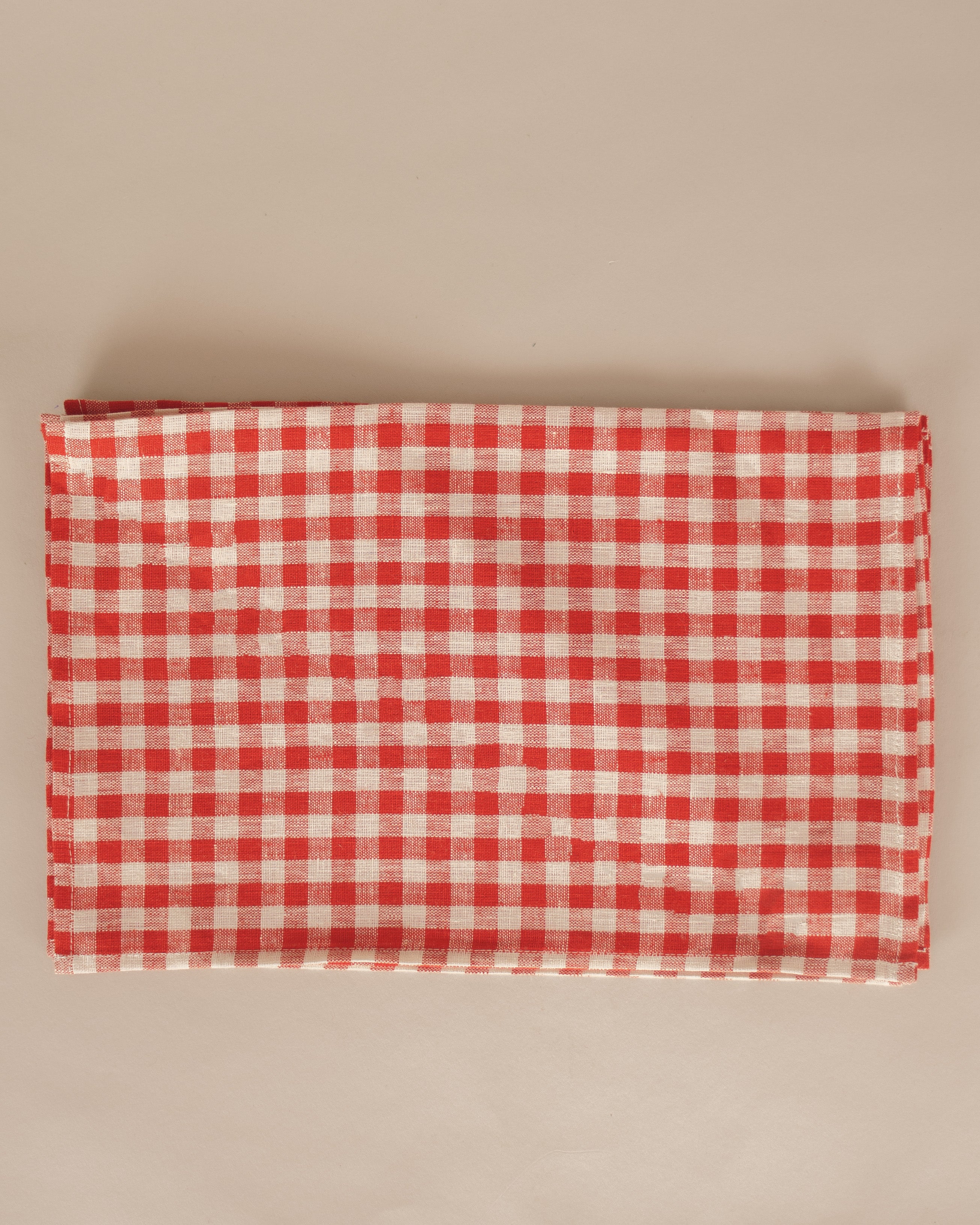 Linen Placemats in Red Check, Set of 4 - GOOD FRIEND