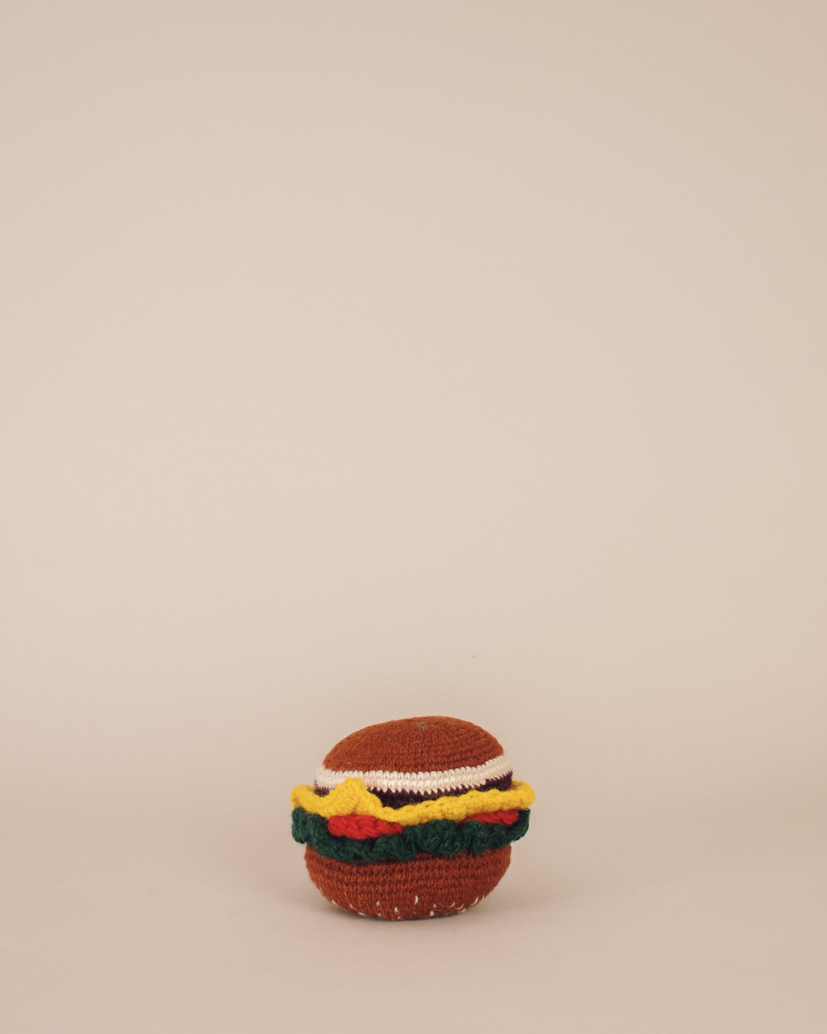 Hand-Knit Hamburger Dog Toy
